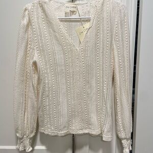 Easy Clothes Crochet V-Neck Knit Top